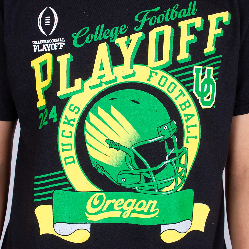 Playoffs, Blue 84, Black, Crew Neck, Cotton, Men, Unisex, Football, Mill dyed, Postseason, 2024, Interlocking UO, T-Shirt, 915210